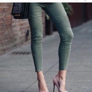 Olive moto jeggings